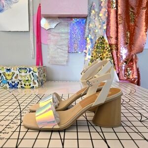 Dolce Vita Hazel Block Heel Sandals - Holographic/Iridescent